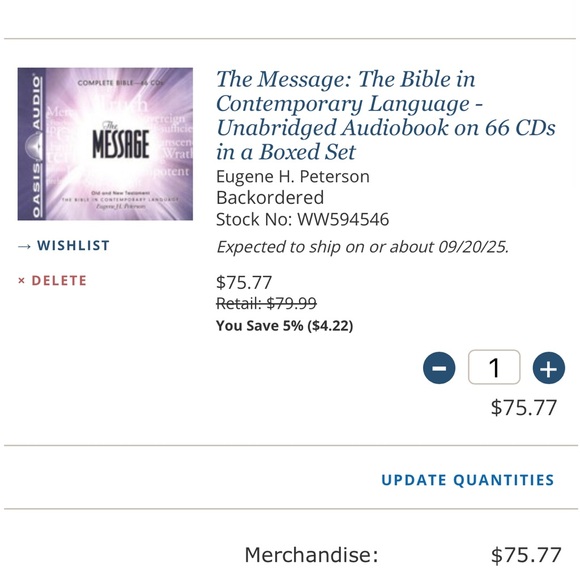 The Message Bible 66 CDs Audio Old and New Testament Oasis Audio Eugene Peterson